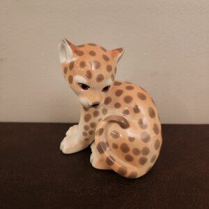 Vintage Lomonosov Russian USSR Porcelain Cheetah Cub Figurine